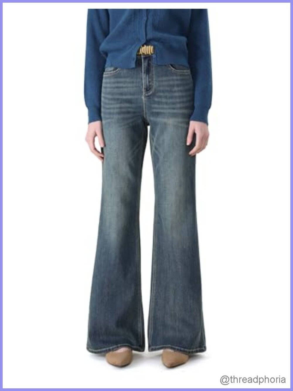 Women's Stretch Flare Jeans 36" Inseam High Rise Wide Leg Denim Pants